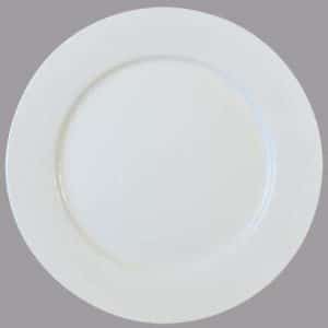 Top down picture of a white pasta plate available to hire at YES Hire