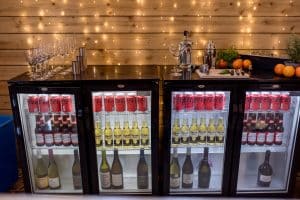 An image of a bottle fridge stacked ready for bar service. Available to hire from YES Hire