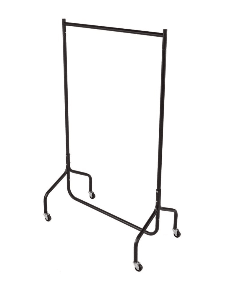 a coat rail available for hire on a white background
