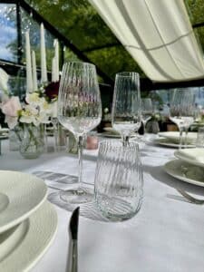 Symetrie Wine Glass for hire. Matching water glass available!