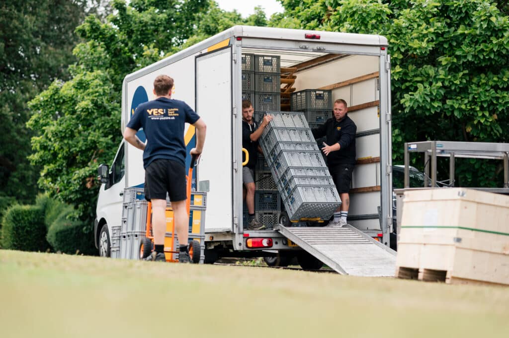 YES Hire Staff unloading from a van at Newburgh Priory